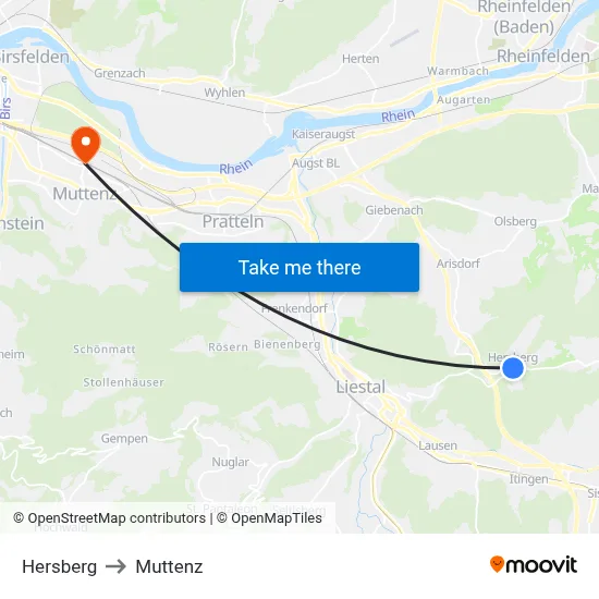 Hersberg to Muttenz map