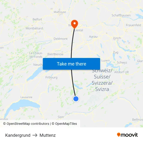 Kandergrund to Muttenz map