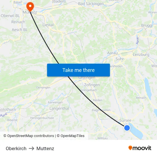 Oberkirch to Muttenz map