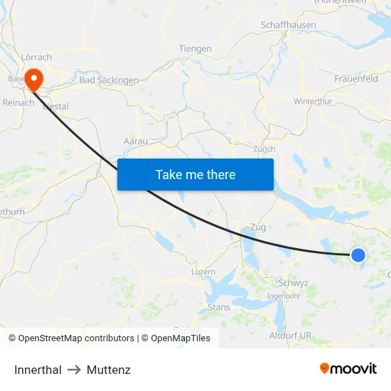 Innerthal to Muttenz map