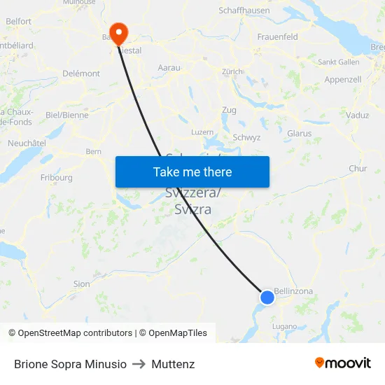Brione Sopra Minusio to Muttenz map