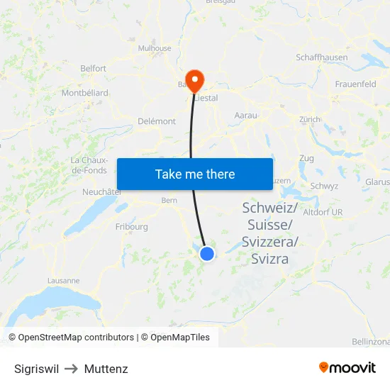 Sigriswil to Muttenz map