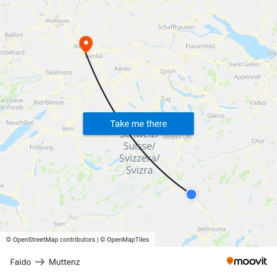 Faido to Muttenz map