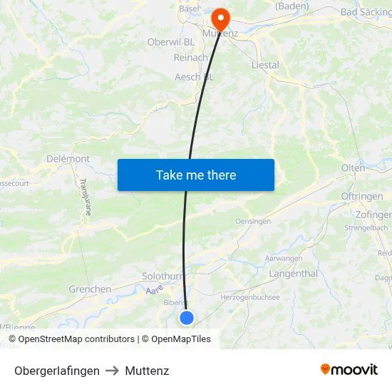 Obergerlafingen to Muttenz map