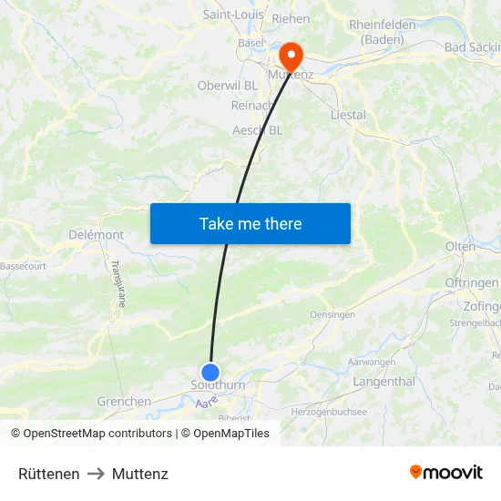 Rüttenen to Muttenz map