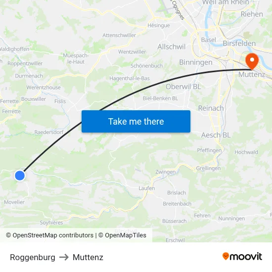 Roggenburg to Muttenz map