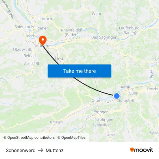 Schönenwerd to Muttenz map