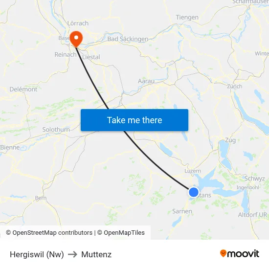 Hergiswil (Nw) to Muttenz map