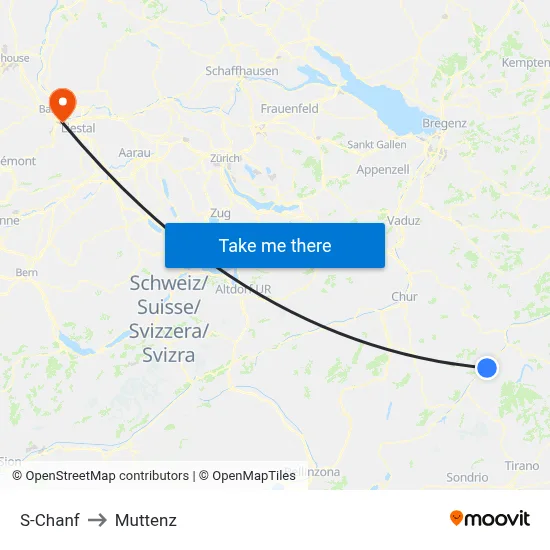 S-Chanf to Muttenz map