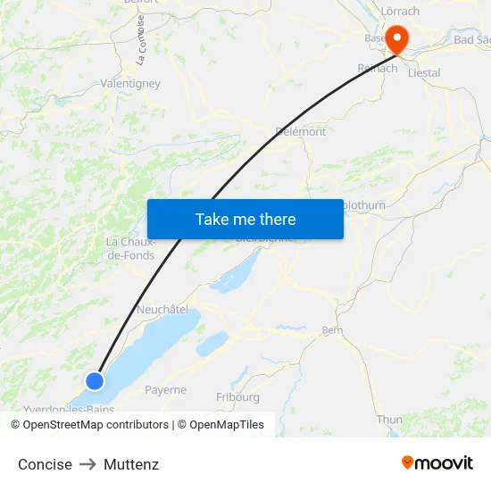 Concise to Muttenz map
