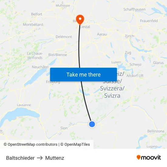 Baltschieder to Muttenz map