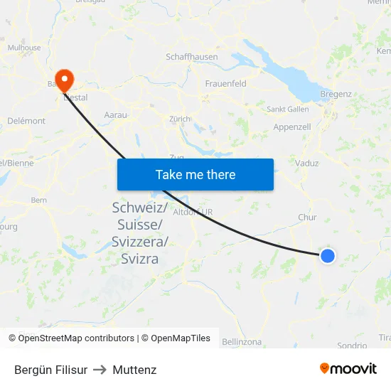 Bergün Filisur to Muttenz map