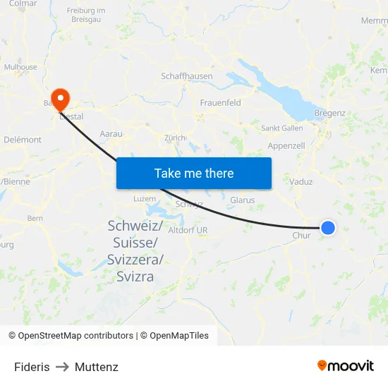 Fideris to Muttenz map
