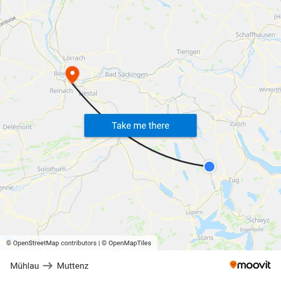 Mühlau to Muttenz map