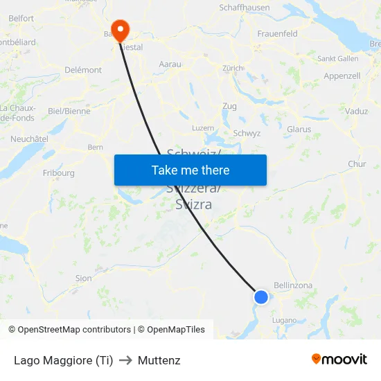 Lago Maggiore (Ti) to Muttenz map