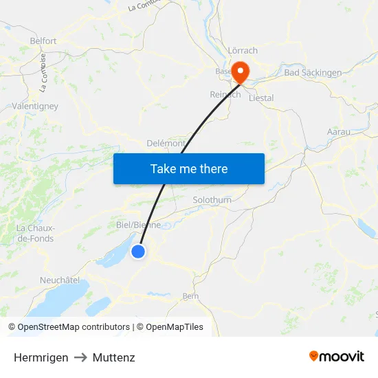 Hermrigen to Muttenz map