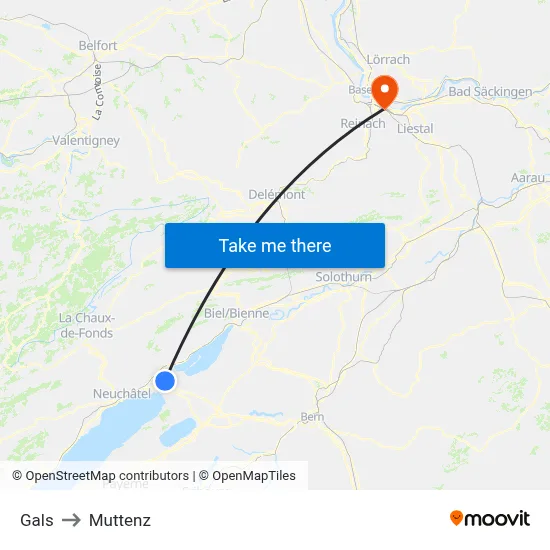 Gals to Muttenz map