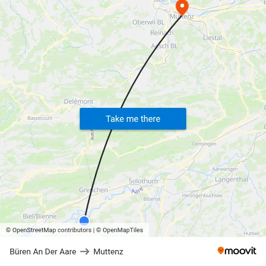 Büren An Der Aare to Muttenz map