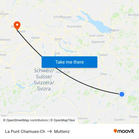La Punt Chamues-Ch to Muttenz map