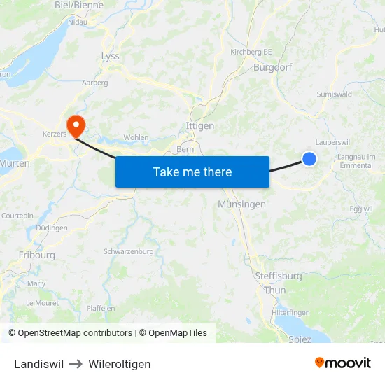 Landiswil to Wileroltigen map