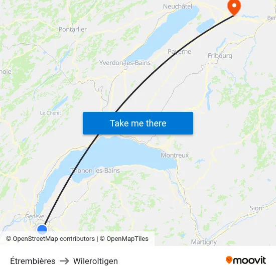 Étrembières to Wileroltigen map