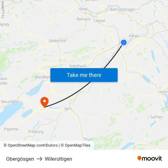 Obergösgen to Wileroltigen map