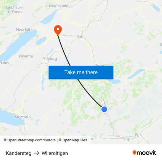 Kandersteg to Wileroltigen map