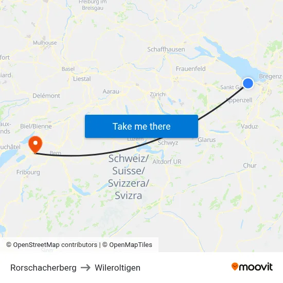 Rorschacherberg to Wileroltigen map