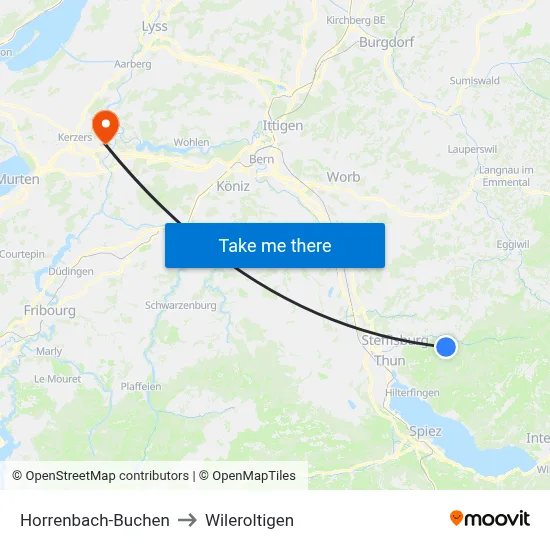 Horrenbach-Buchen to Wileroltigen map