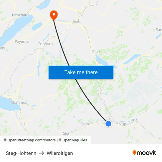 Steg-Hohtenn to Wileroltigen map