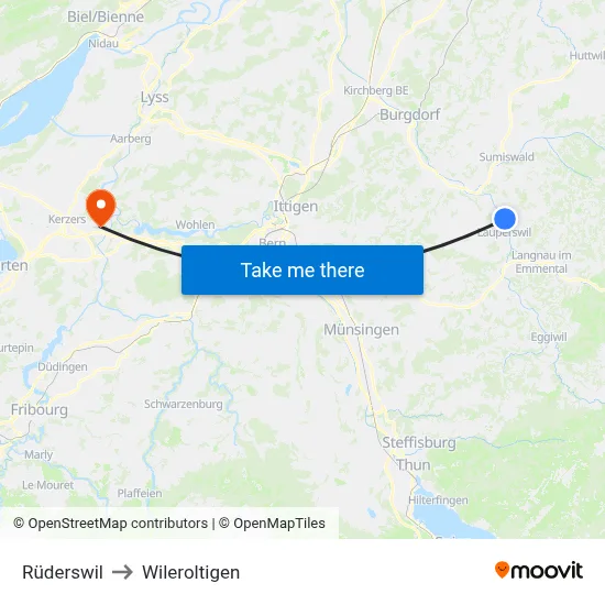 Rüderswil to Wileroltigen map