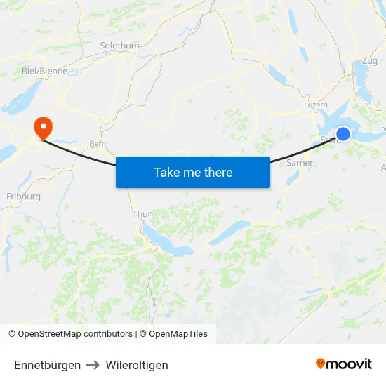 Ennetbürgen to Wileroltigen map