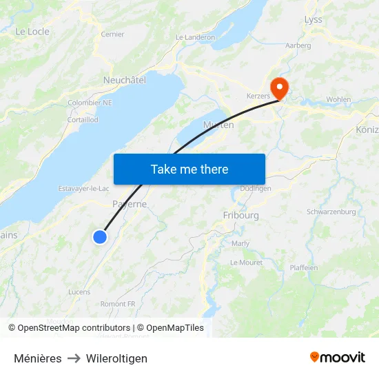 Ménières to Wileroltigen map
