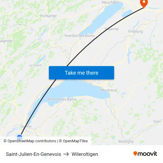 Saint-Julien-En-Genevois to Wileroltigen map