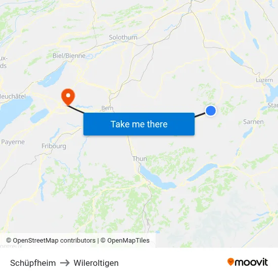 Schüpfheim to Wileroltigen map
