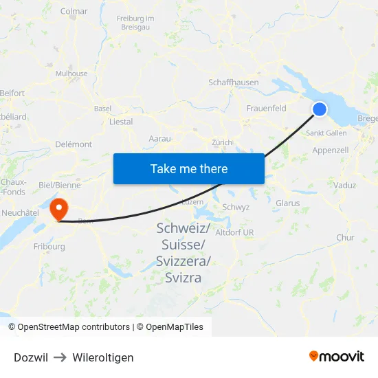 Dozwil to Wileroltigen map