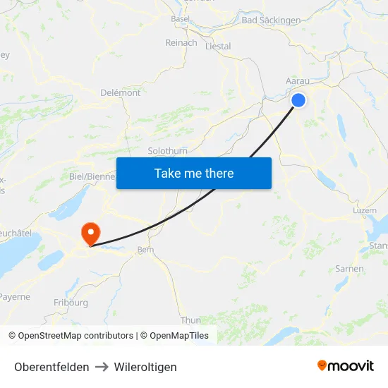 Oberentfelden to Wileroltigen map