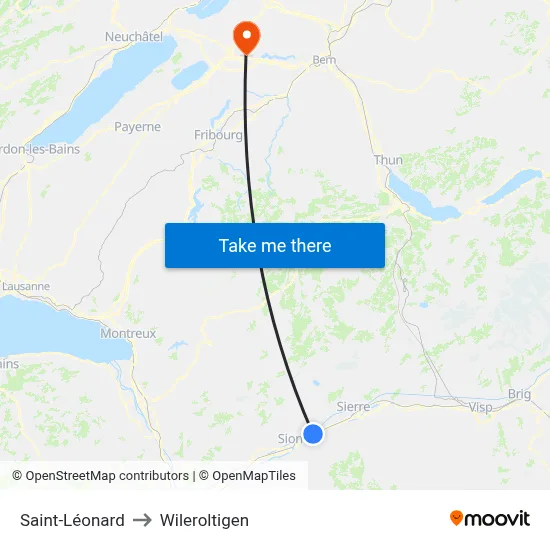 Saint-Léonard to Wileroltigen map