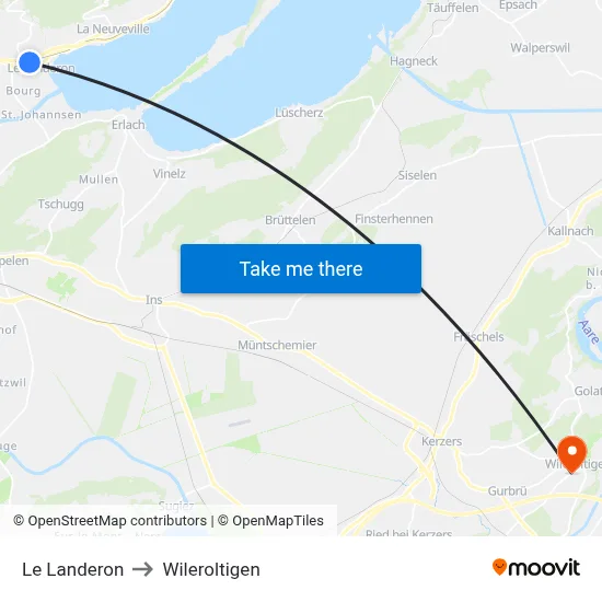 Le Landeron to Wileroltigen map