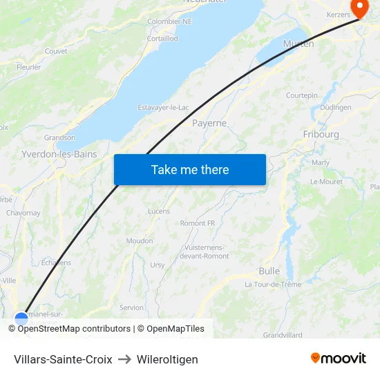 Villars-Sainte-Croix to Wileroltigen map