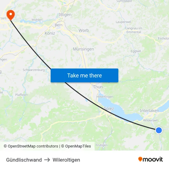 Gündlischwand to Wileroltigen map
