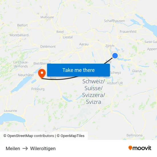 Meilen to Wileroltigen map