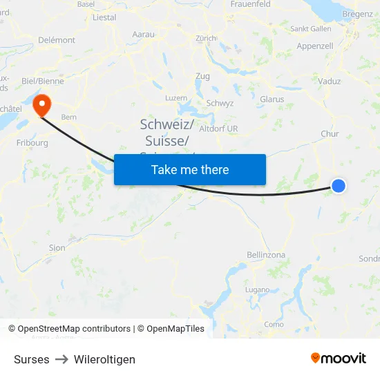 Surses to Wileroltigen map
