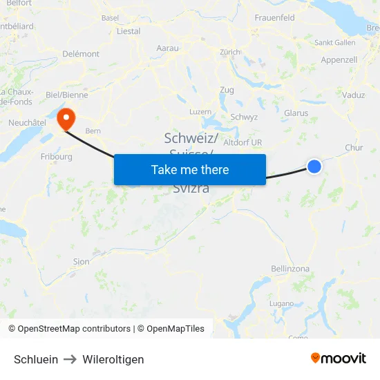 Schluein to Wileroltigen map
