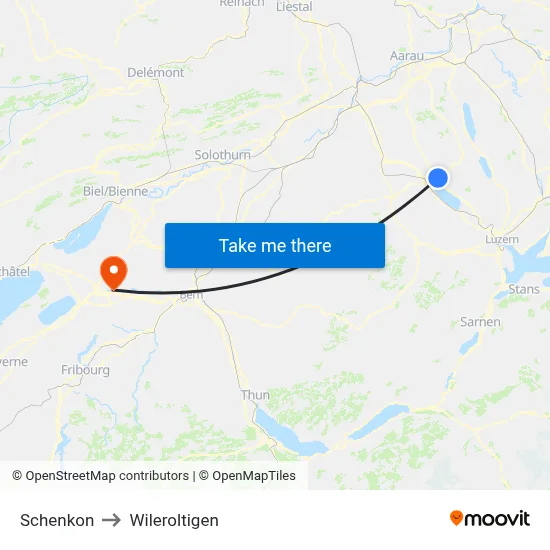 Schenkon to Wileroltigen map