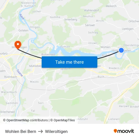 Wohlen Bei Bern to Wileroltigen map