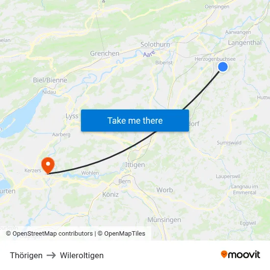 Thörigen to Wileroltigen map