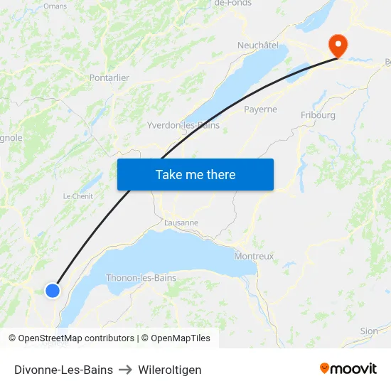 Divonne-Les-Bains to Wileroltigen map
