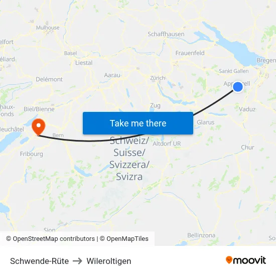 Schwende-Rüte to Wileroltigen map