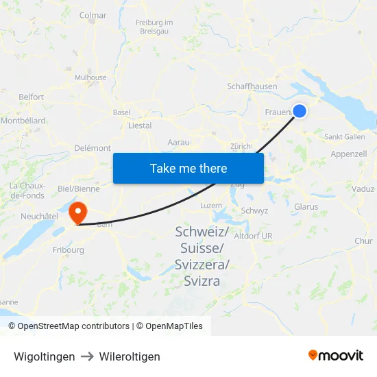 Wigoltingen to Wileroltigen map
